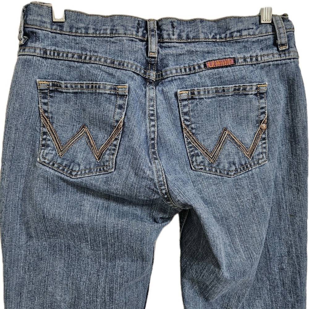 Wrangler Jeans Women 7/8 Blue Cowgirl Cut Straight Leg Mid Rise Cotton Western